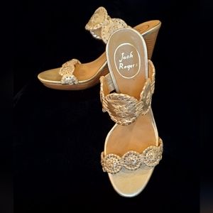 Jack Rogers Gold Wedge Sandal sz. 7M